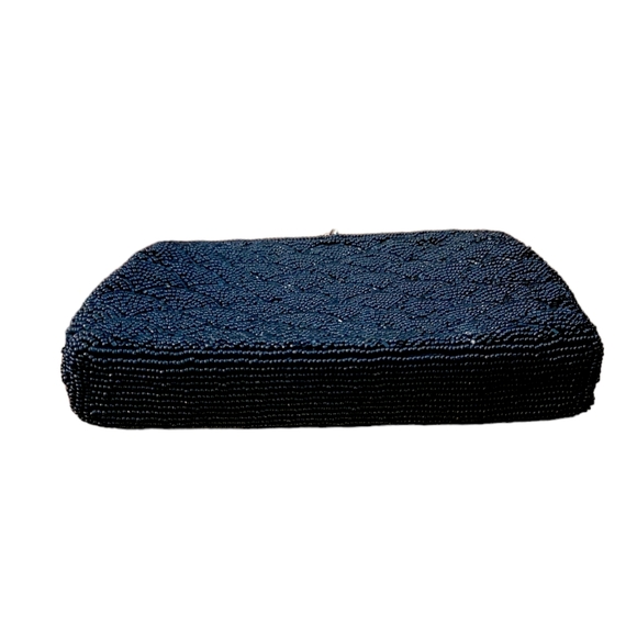 Vintage 60s Walborg Black Beaded Evening Bag Clutch - Picture 4 of 9